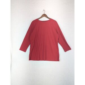 Vintage Relaxed Choices Sweater Women's Red Ribbed Tunic Pullover‎ USA 16W